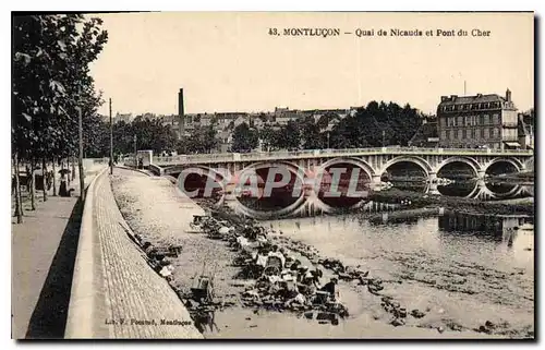 Cartes postales Montlucon Quai de Nicauda et Pont du Cher Lavandieres