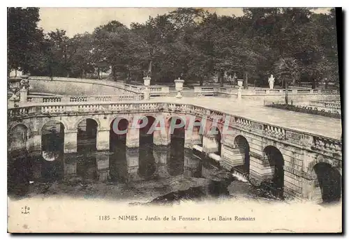 Ansichtskarte AK Nimes Jardin de la Fontaine Les Bains Romains