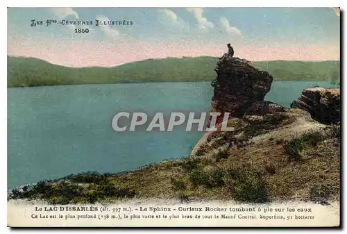 Cartes postales Les Htes Cevennes Illustree Lac d'Issarles Le Sphinx Curieux Rocher tombans a pic sur les eaux