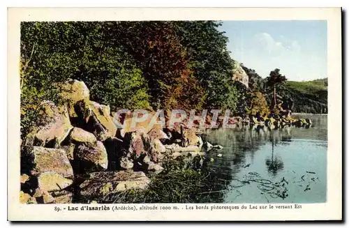 Ansichtskarte AK Lac d'Issarles Ardeche Les bords pittoresque du Lac sur le versant Est