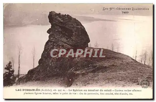 Cartes postales Les Htes Cevennes Illustrees Lac d'Issarles Ardeche Le Sphinx au coucher du soleil