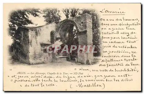 Cartes postales Arles les Aliscamps chapelle de la Tour