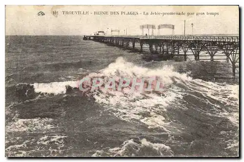 Cartes postales Trouville Reine des Plages la Jetee Promenade par gros temps