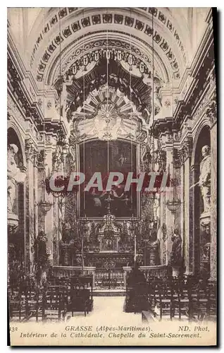 Cartes postales Grasse Alpes Maritimes interieur de la Cathedrale chapelle du Saint Sacrement