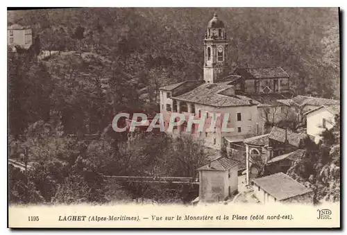 Ansichtskarte AK Laghet Alpes Maritimes vue sur le Monastere et la Place cote nord est