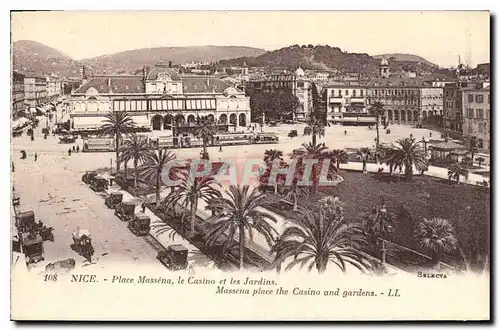 Cartes postales Nice Place Massena le Casino et les Jardins