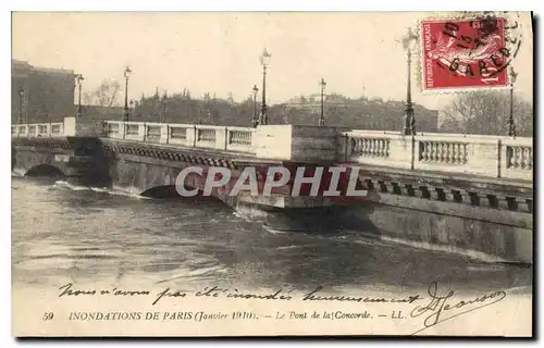 Ansichtskarte AK Inondations de Paris Janvier 1910 le Pont de la Concorde