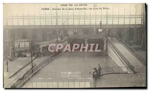 Cartes postales Crue de la Seine Paris interieur de la Gare d'Austerlitz vue prise du Metro