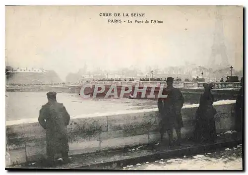 Ansichtskarte AK Crue de la Seine Paris le Pont de l'Alma Tour Eiffel