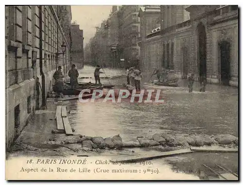 Cartes postales Paris Inonde Cliche 28 Janvier 1910 Aspect de la Rue de Lille