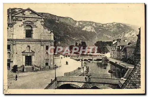 Ansichtskarte AK Annecy Eglise Saint Francois et les Canaux