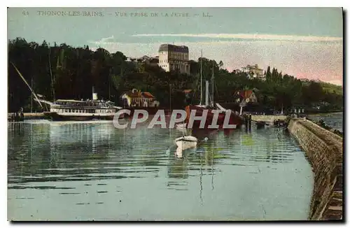 Cartes postales Thonon les Bains vue prise de la Jetee Bateaux