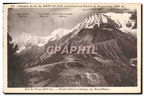 Cartes postales Chemin de fer du Mont Blanc conduisant au Glacier de Bionnassay Col de Voza chalet hotel et Chai