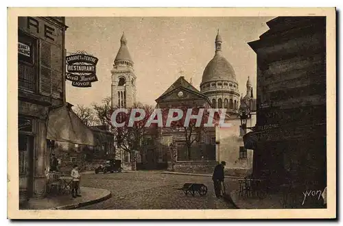 Cartes postales Paris en Flanant Montmartre la Sacre Coeur vu de la Place du Tertre Restaurant Cabaret du Tertre