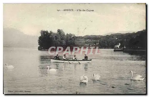 Ansichtskarte AK Annecy L'Ile des Cygnes Bateau Barque