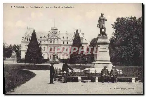 Cartes postales Annecy La statue de Sommeiller et la Prefecture