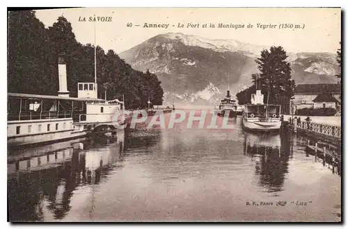 Ansichtskarte AK La Savoie Annecy Le Port et la Montagne de Vergier Bateaux