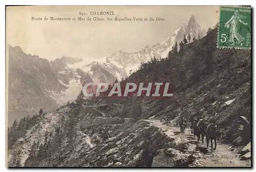 Cartes postales Chamonix Route de Montenvert et Mer de glace les Aiguilles et du Druz