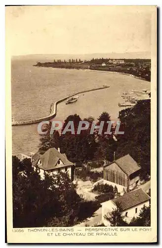 Cartes postales Thonon les Bains Perspective sur le Port et la Chateau de Ripaille