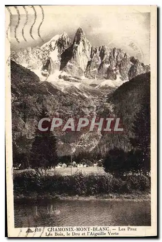 Cartes postales Chamonix Mont Blanc Les Praz Les Bois le Dru et l'Aiguille Verte