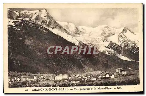 Cartes postales Chamonix Mont Blanc Vue generale et le Mont Blanc