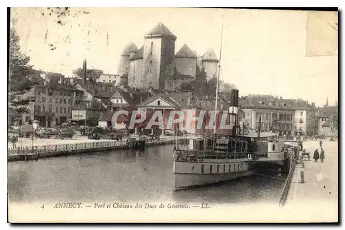 Cartes postales Annecy Port et Chateau des Ducs de Genevois Bateau