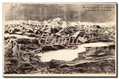 Cartes postales Panorama du Lac d'Annecy et la Chaine du Mont Blanc