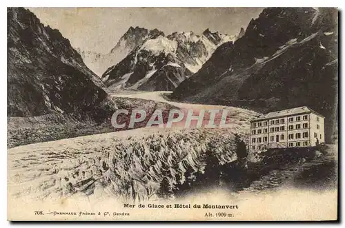 Cartes postales Mer de Glace et Hotel du Montanvert