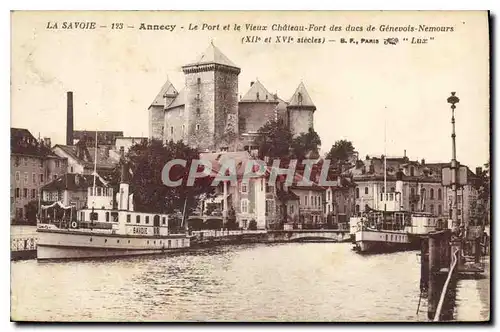 Ansichtskarte AK La Savoie Annecy Le Port et le Vieux Chateau Fort des ducs de Genevois Nemours Bateaux