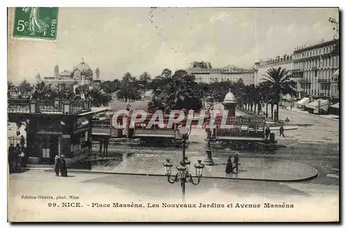 Cartes postales Nice Place Massena Les Nouveaux Jardins et Avenue Massena Tramway