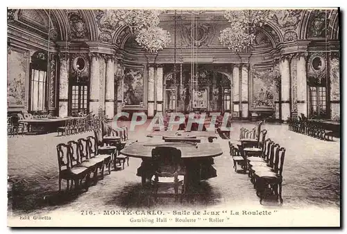 Cartes postales Monte Carlo Salle de Jeux La Roulette