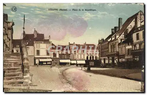 Cartes postales Sezanne Marne Place de la Republique