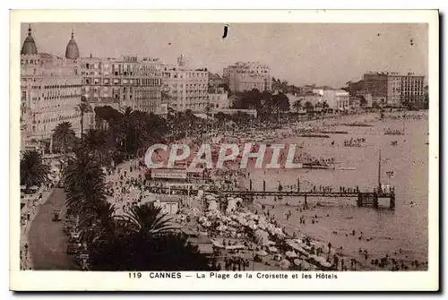 Cartes postales Cannes La Plage de la Croisette et les Hotels