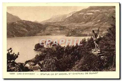 Ansichtskarte AK Lac d'Annecy Statue de St Michel et Chateau de Duingt