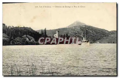 Cartes postales Lac d'Annecy Chateau de Duingt et Roc de Chere Bateau