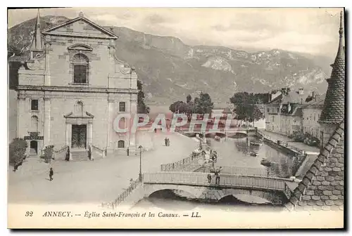 Ansichtskarte AK Annecy Eglise Saint Francois et les Canaux