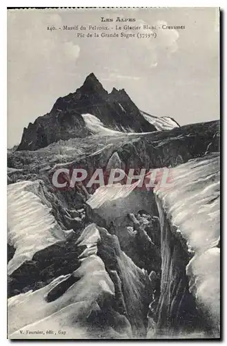 Ansichtskarte AK Les Alpes Massif du Pelvoux Le Glacier Blanc Crevasses