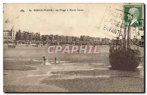 Cartes postales Berck Plage La Plage a Maree basse Bateau