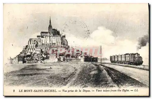 Ansichtskarte AK Le Mont Saint Michel Vue prise de la Digue Train a vapeur