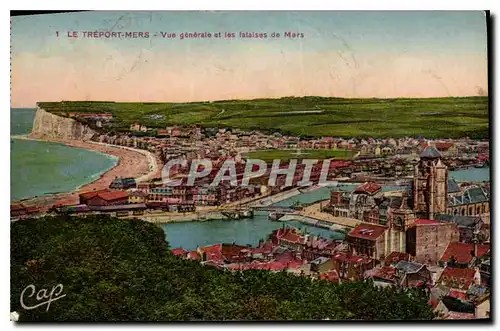 Cartes postales Le Treport Mers Vue generale et les falaises de Mers