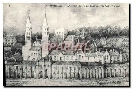 Ansichtskarte AK Jumieges L'Abbaye d'apres un dessin de 1702