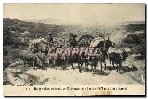 Cartes postales Retour d'un troupeau en Provence par Jourdan Musee Longchamp