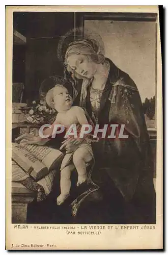 Cartes postales Milan La Vierge et l'Enfant Jesus Par Botticelli