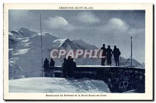 Cartes postales Chamonix mont Blanc Restaurant du Brevent et le Mont Blanc en hiver