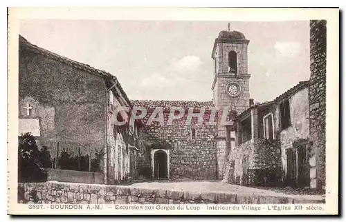 Cartes postales Gourdon A M Excursion aux Gorges du Loup Interieur du Village L'Eglise