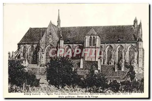 Cartes postales Clery Loiret L'Eglise Notre Dame Style gothique Statue de la Vierge