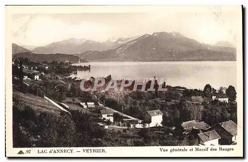 Cartes postales Lac d'Annecy Veyrier Vue generale et Massif des Bauges