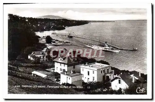 Cartes postales Thonon les Bains Panorama du Port et les Villas Bateau