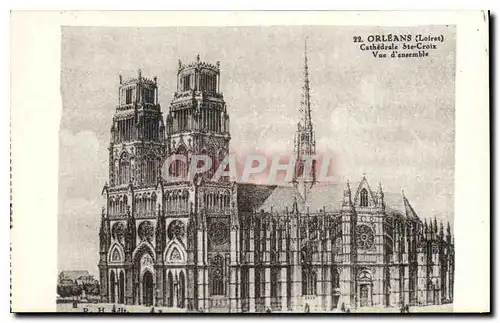 Cartes postales Orleans Loiret Cathedrale Ste Croix vue d'ensemble