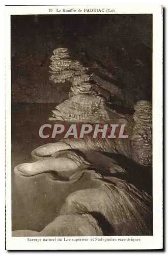 Cartes postales Le Gouffre de Padirac Lot Barrage naturel du Lac superieur et Stalagmites excentriques